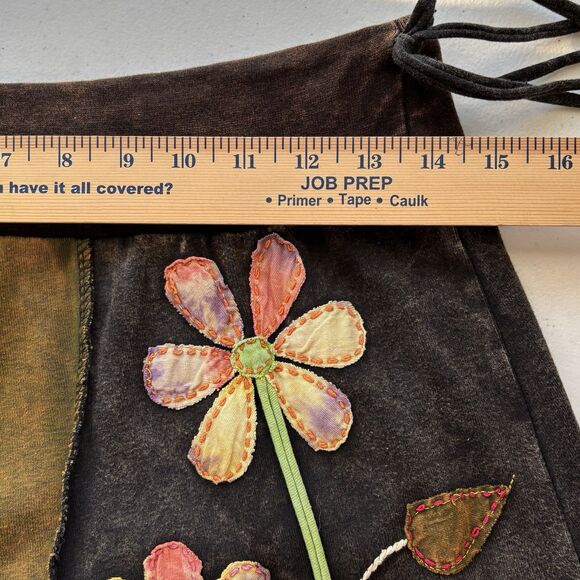 Rising International Boho Skirt Hippie Flower Appliqués Reverse Seams - Picture 8 of 12